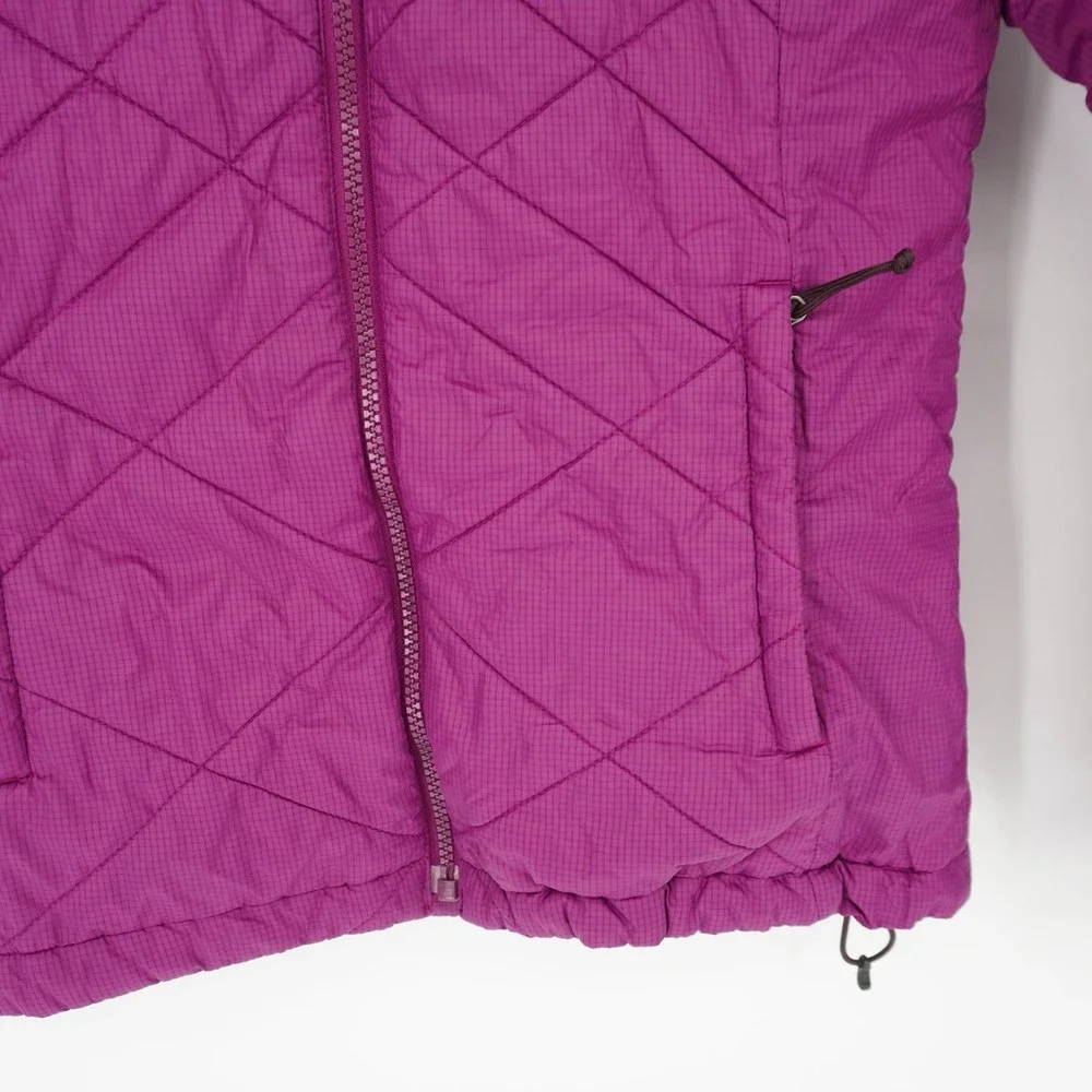 The North Face Women's Purple Quilted Puffer Jacket Full Zip Small FLAW Gorpcore